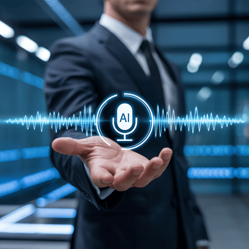 Hand holding AI voice